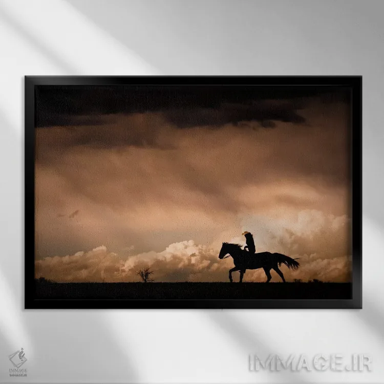 تابلو در دل طوفان راندن (یا: سواری در طوفان) اثر دن بالارد - نمای قابدار مشکی