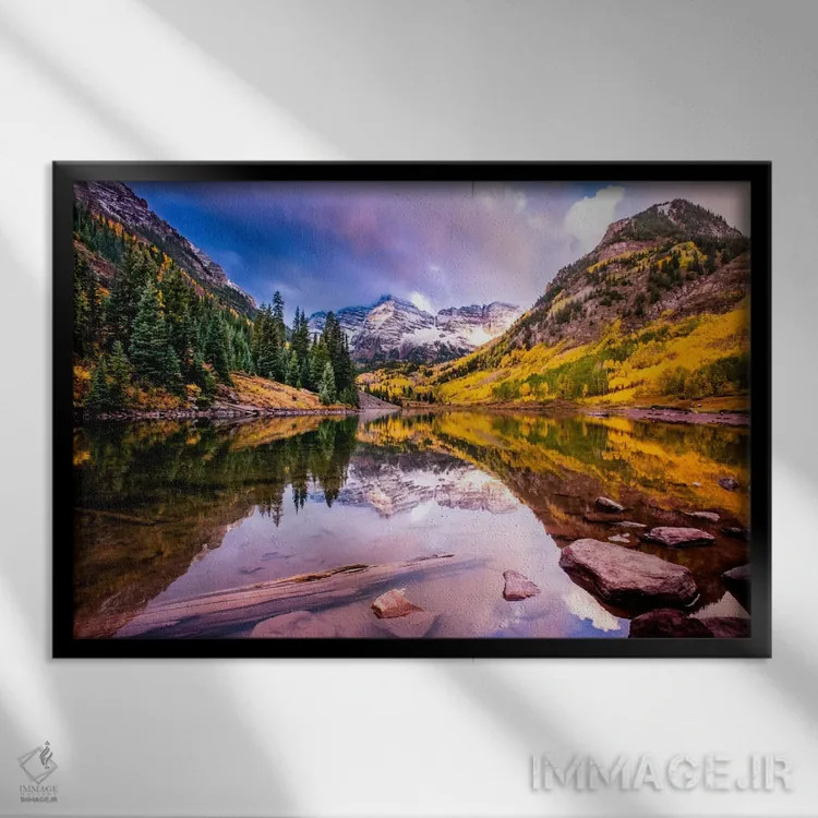 تابلو قلههای مارون (کوههای معروف در آمریکا) اثر دن بالارد - نمای قابدار مشکی