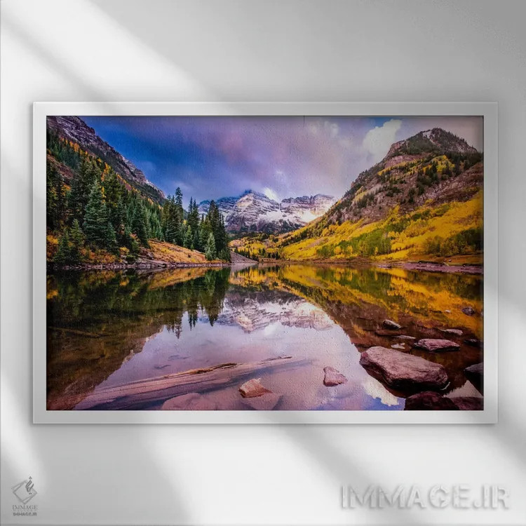 تابلو قلههای مارون (کوههای معروف در آمریکا) اثر دن بالارد - نمای قابدار سفید