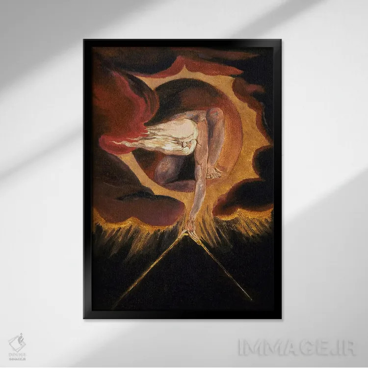 تابلو کهنترین روزها (تصویری از کتاب پیشگویی اروپا، نسخه B، ۱۷۹۵) اثر ویلیام بلیک (نقاش و شاعر انگلیسی) - نمای قابدار مشکی