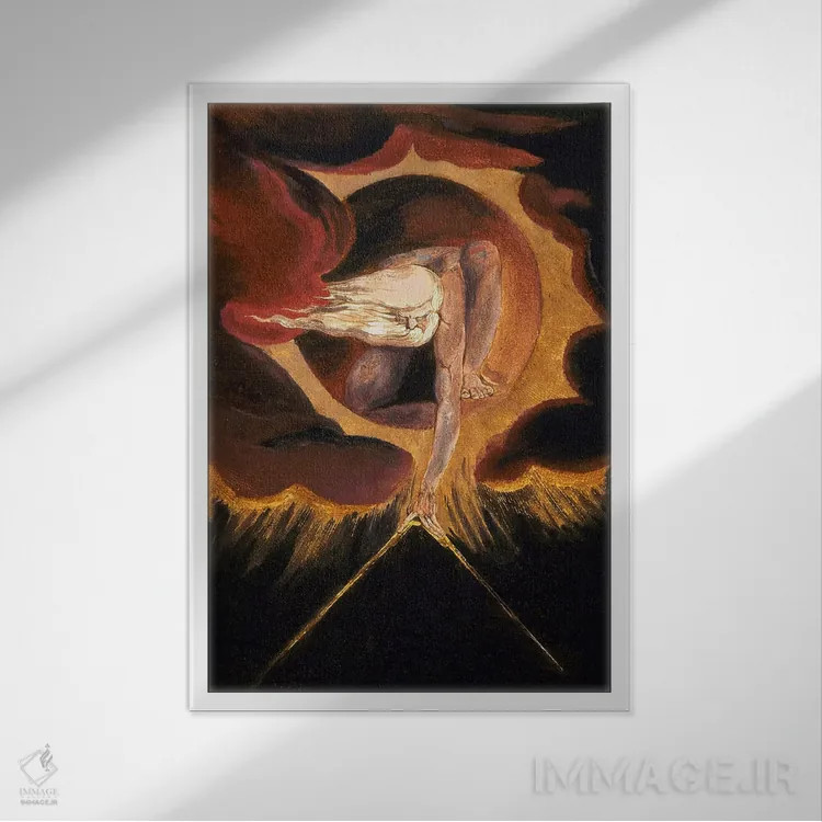 تابلو کهنترین روزها (تصویری از کتاب پیشگویی اروپا، نسخه B، ۱۷۹۵) اثر ویلیام بلیک (نقاش و شاعر انگلیسی) - نمای قابدار سفید