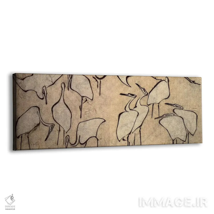 تابلو درناها اثر کاتسوشیکا هوکوسای (نقاش و هنرمند ژاپنی) - نمای پرسپکتیو محصول