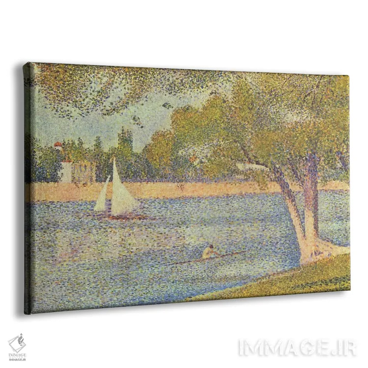 تابلو سواحل سن (رود سن در گراند ژات)، (بهار) اثر ژرژ سورا (نقاش نئوامپرسیونیست فرانسوی) - نمای پرسپکتیو محصول