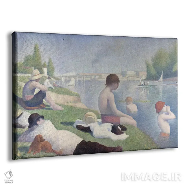 تابلو شناگران در اسنییر ۱۸۸۴ اثر ژرژ سورا (نقاش نئوامپرسیونیست فرانسوی) - نمای پرسپکتیو محصول