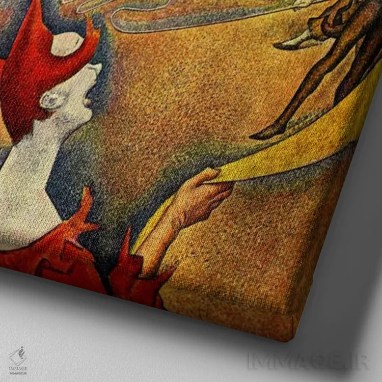 تابلو سیرک ۱۸۹۱ اثر ژرژ سورا (نقاش نئوامپرسیونیست فرانسوی) - نمای نزدیک بافت بوم