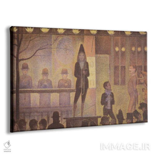 تابلو نمایش جانبی سیرک (رژه سیرک) ۱۸۸۷–۱۸۸۸ اثر ژرژ سورا (نقاش نئوامپرسیونیست فرانسوی) - نمای پرسپکتیو محصول