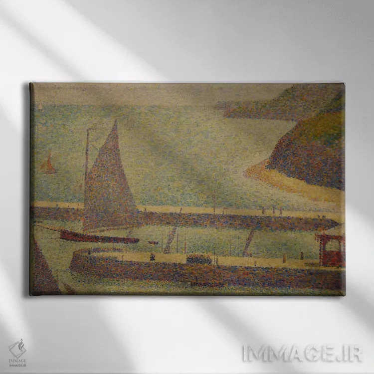 تابلو بندر ان برسَن (فرانسه) اثر ژرژ سورا (نقاش نئوامپرسیونیست فرانسوی) - نمای روبهرو روی دیوار