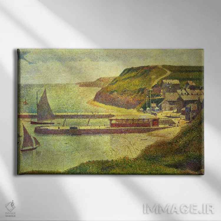 تابلو بندر ان بسَن ۱۸۸۸ اثر ژرژ سورا (نقاش نئوامپرسیونیست فرانسوی) - نمای روبهرو روی دیوار