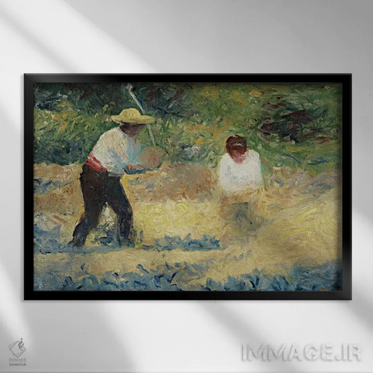 تابلو تل سنگ (لو تاس دو پییر) اثر ژرژ سورا (نقاش نئوامپرسیونیست فرانسوی) - نمای قابدار مشکی