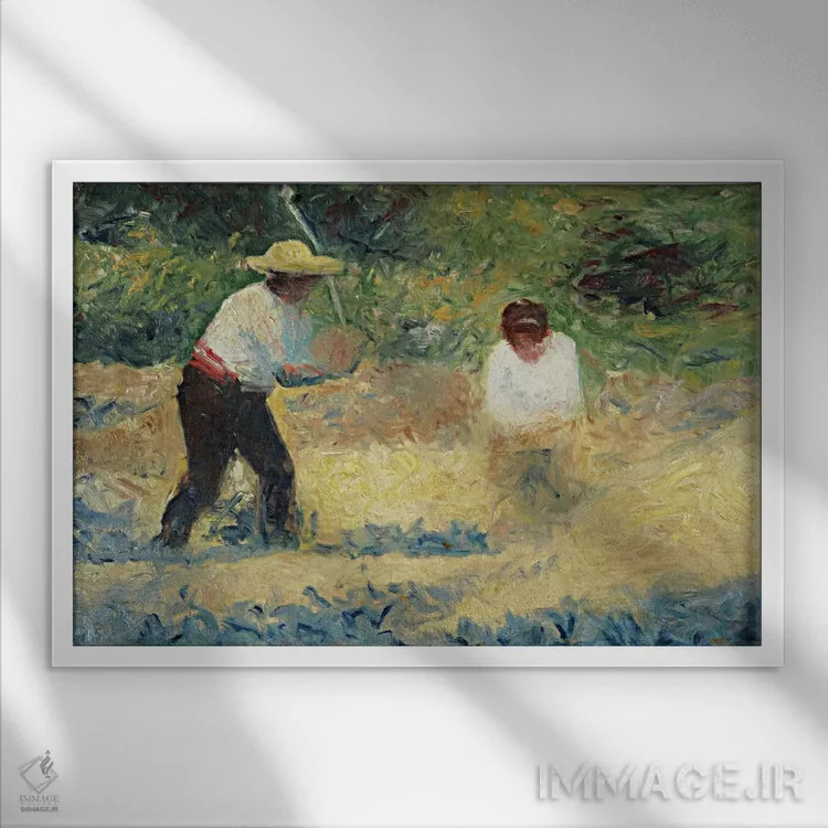 تابلو تل سنگ (لو تاس دو پییر) اثر ژرژ سورا (نقاش نئوامپرسیونیست فرانسوی) - نمای قابدار سفید