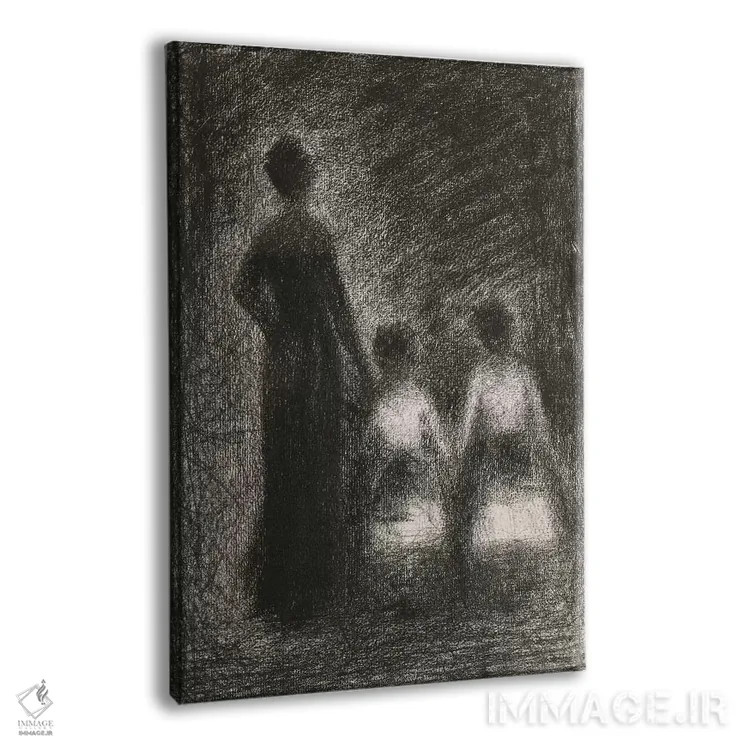 تابلو زن با دو دختر کوچک ۱۸۸۲–۱۸۸۴ اثر ژرژ سورا (نقاش نئوامپرسیونیست فرانسوی) - نمای پرسپکتیو محصول