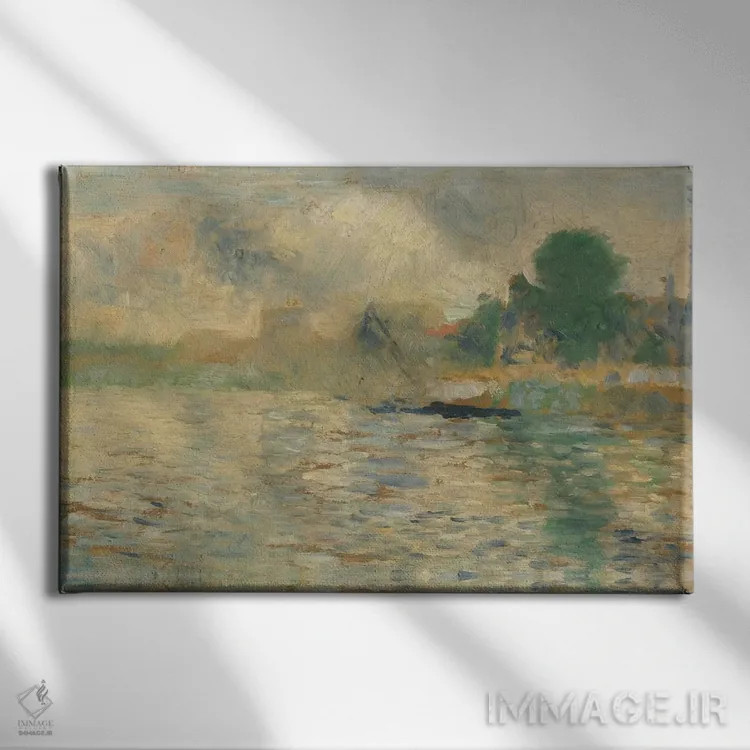 تابلو ساحل سن ۱۸۸۴ اثر ژرژ سورا (نقاش نئوامپرسیونیست فرانسوی) - نمای روبهرو روی دیوار