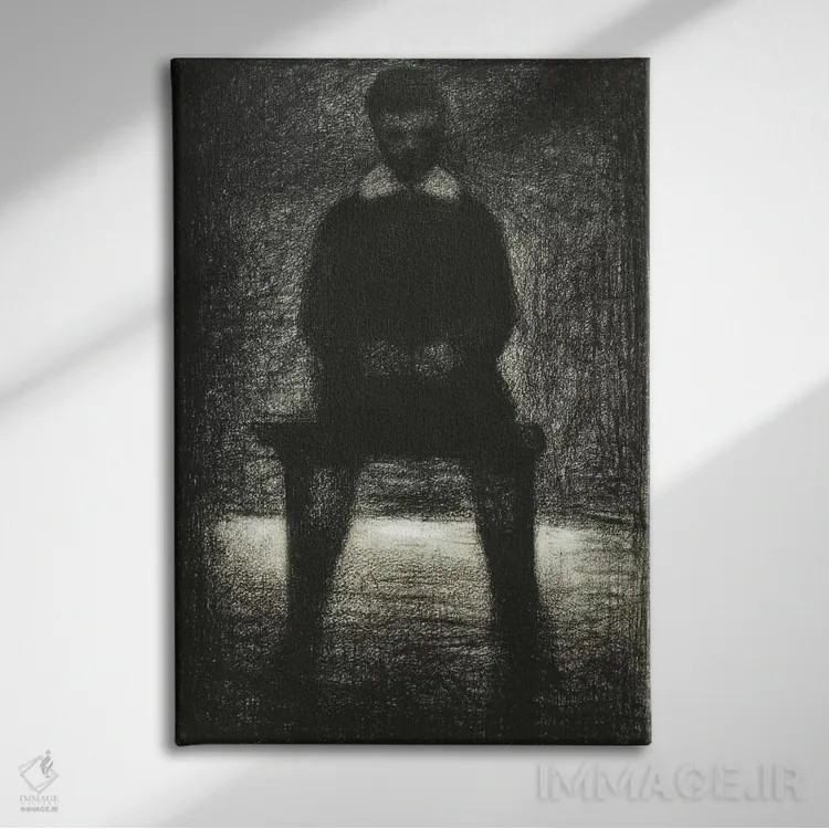 تابلو موریس آپرت (پسر بچه نشسته) ۱۸۸۴ اثر ژرژ سورا (نقاش نئوامپرسیونیست فرانسوی) - نمای روبهرو روی دیوار