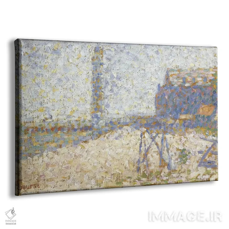 تابلو آسایشگاه و فانوس دریایی هونفلور ۱۸۸۶ اثر ژرژ سورا (نقاش نئوامپرسیونیست فرانسوی) - نمای پرسپکتیو محصول