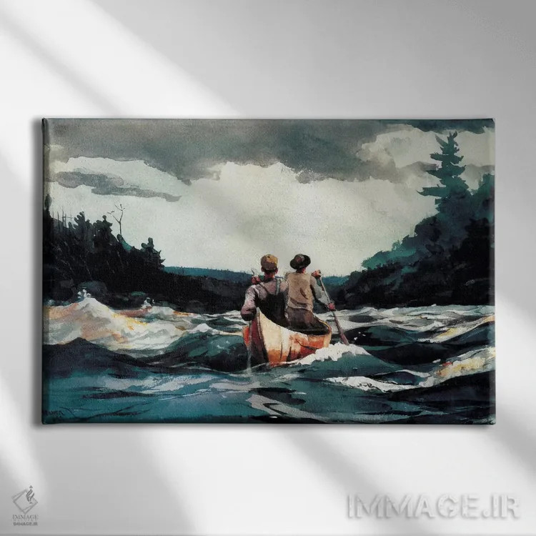 تابلو قایقرانی در جریان تند، ۱۸۹۷ اثر وینسلو هومر - نمای روبهرو روی دیوار