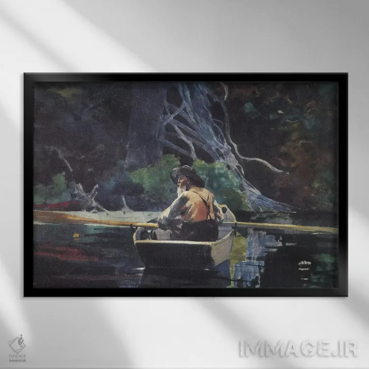 تابلو راهنمای آدیرونداک، ۱۸۹۴ اثر وینسلو هومر - نمای قابدار مشکی