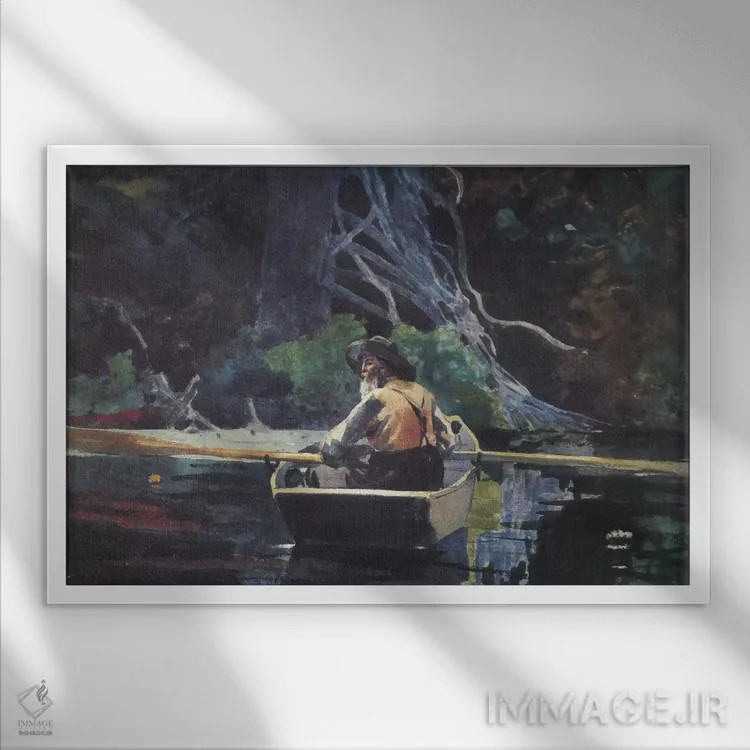 تابلو راهنمای آدیرونداک، ۱۸۹۴ اثر وینسلو هومر - نمای قابدار سفید