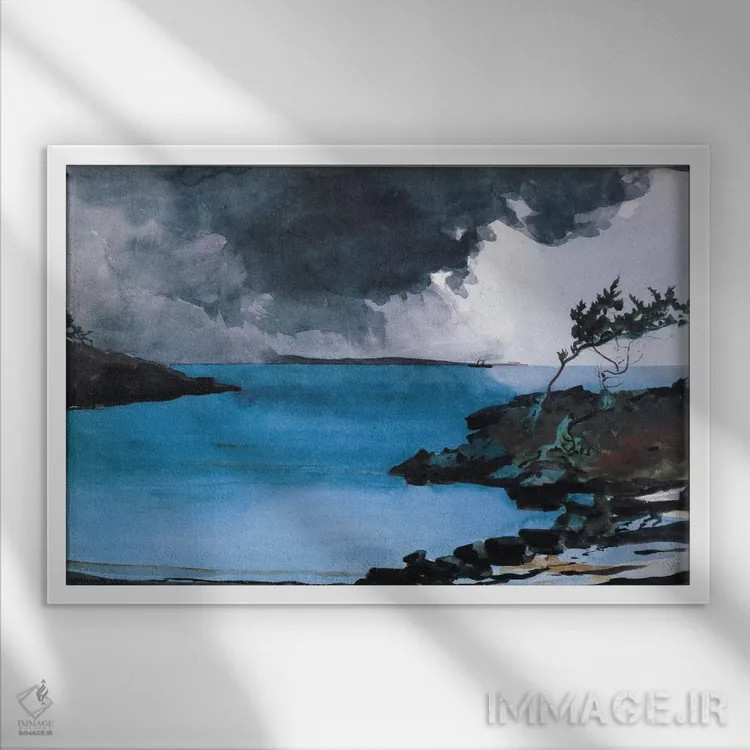 تابلو طوفان در راه، ۱۹۰۱ اثر وینسلو هومر - نمای قابدار سفید