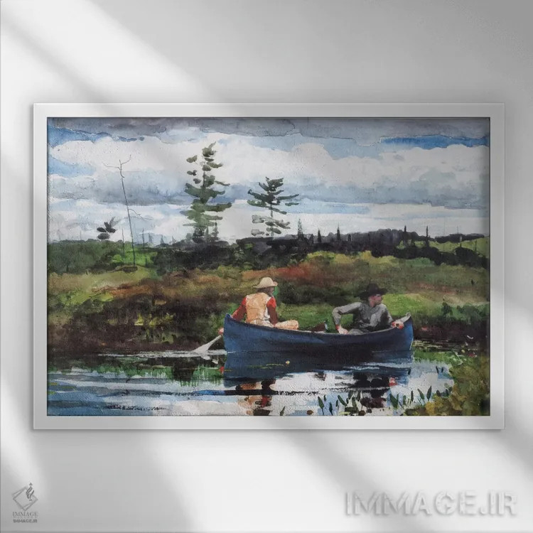 تابلو قایق آبی، ۱۸۹۲ اثر وینسلو هومر - نمای قابدار سفید