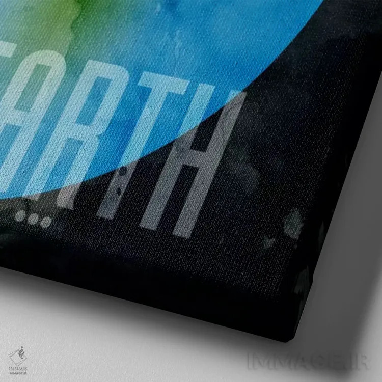 تابلو سیاره زمین اثر مایکل تامپست - نمای نزدیک بافت بوم