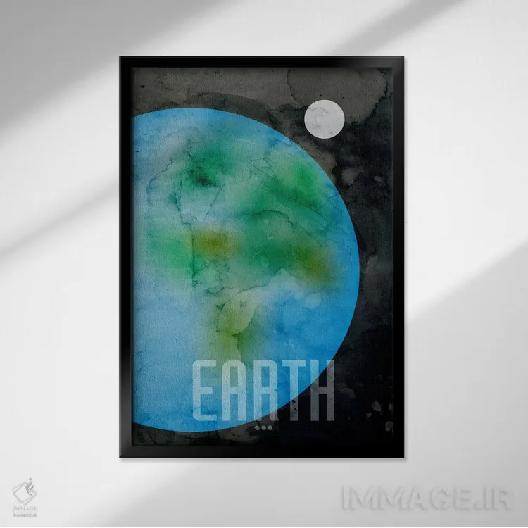 تابلو سیاره زمین اثر مایکل تامپست - نمای قابدار مشکی