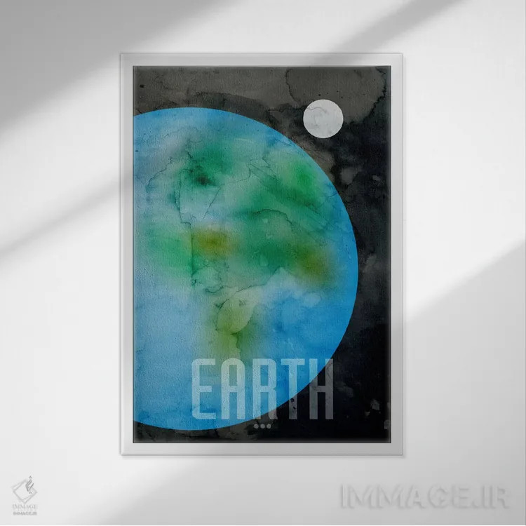 تابلو سیاره زمین اثر مایکل تامپست - نمای قابدار سفید