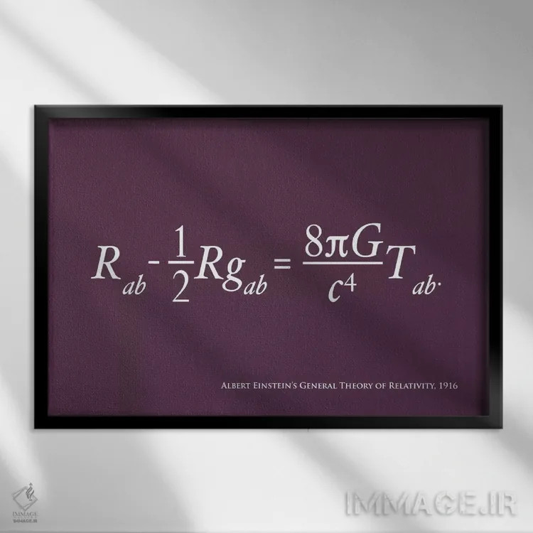 تابلو نظریه نسبیت اینشتین اثر مایکل تامپست - نمای قابدار مشکی