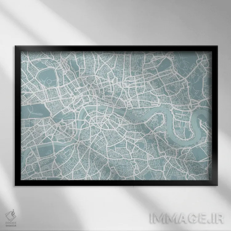 تابلو نقشه لندن اثر مایکل تامپست - نمای قابدار مشکی