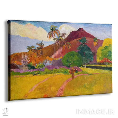 تابلو منظره تاهیتی (جزیره) اثر پل گوگن - نمای پرسپکتیو محصول