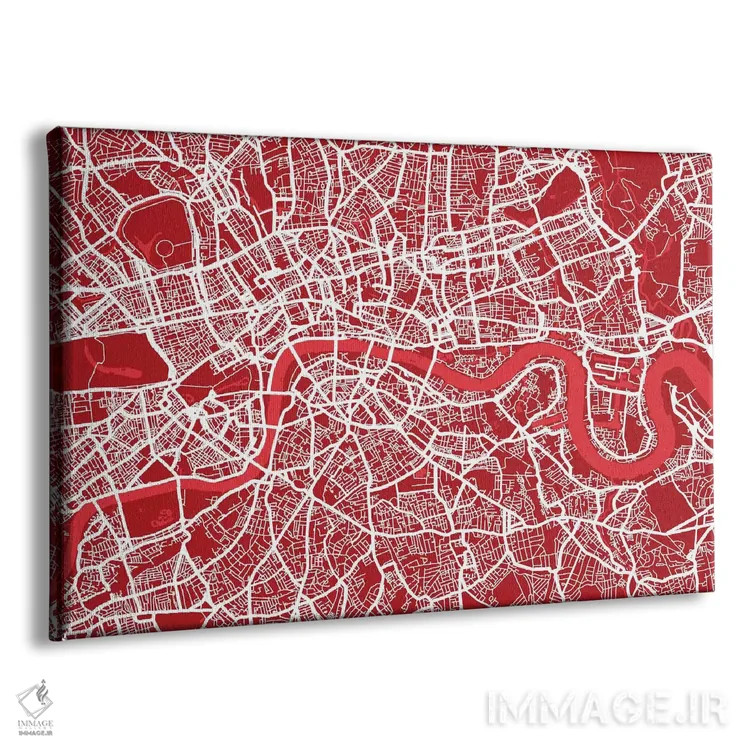 تابلو نقشه لندن ۳ (قرمز) اثر مایکل تامپست - نمای پرسپکتیو محصول