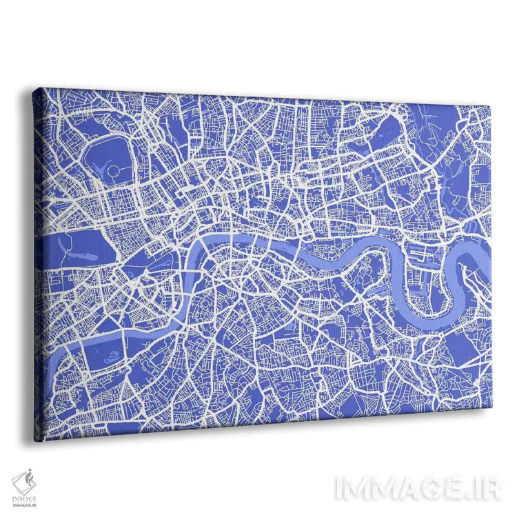 تابلو نقشه لندن ۴ (آبی) اثر مایکل تامپست - نمای پرسپکتیو محصول