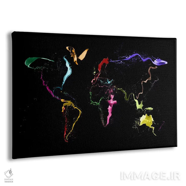 تابلو نقشه جهان (نقاشی انتزاعی) ۲ اثر مایکل تامپست - نمای پرسپکتیو محصول