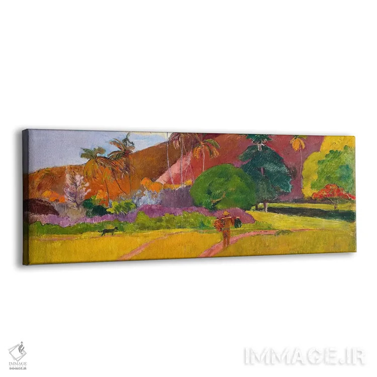 تابلو منظره تاهیتی اثر پل گوگن - نمای پرسپکتیو محصول