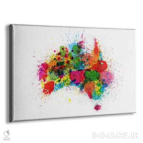 تابلو نقشه استرالیا با پاشش رنگ اثر مایکل تامپست - نمای پرسپکتیو محصول