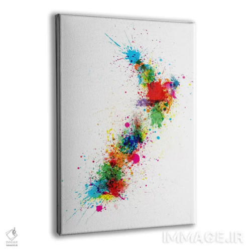 تابلو نقشه نیوزیلند با پاشش رنگ اثر مایکل تامپست - نمای پرسپکتیو محصول