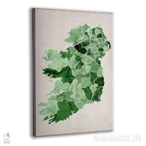 تابلو نقشه آبرنگی ایرلند اثر مایکل تامپست - نمای پرسپکتیو محصول