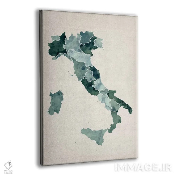 تابلو نقشه آبرنگی ایتالیا اثر مایکل تامپست - نمای پرسپکتیو محصول