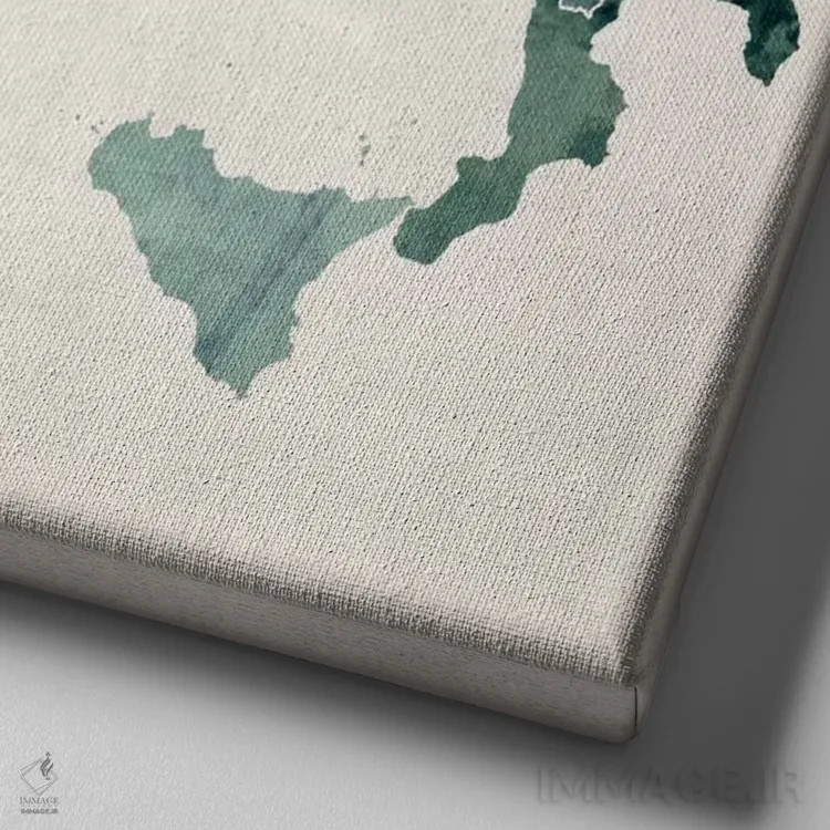 تابلو نقشه آبرنگی ایتالیا اثر مایکل تامپست - نمای نزدیک بافت بوم