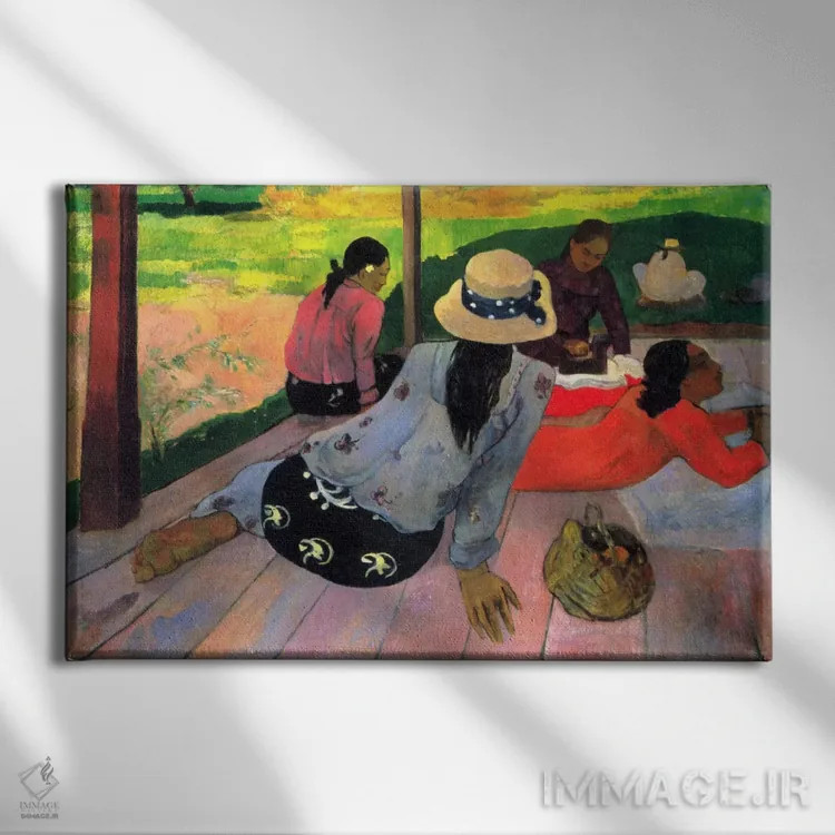 تابلو خواب نیمروزی (سیستا) اثر پل گوگن - نمای روبهرو روی دیوار