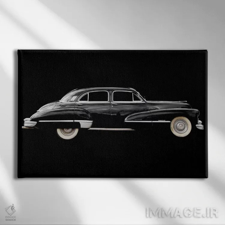 تابلو کادیلاک فلیتوود ۱۹۴۷ اثر هنرمند ناشناس - نمای روبهرو روی دیوار