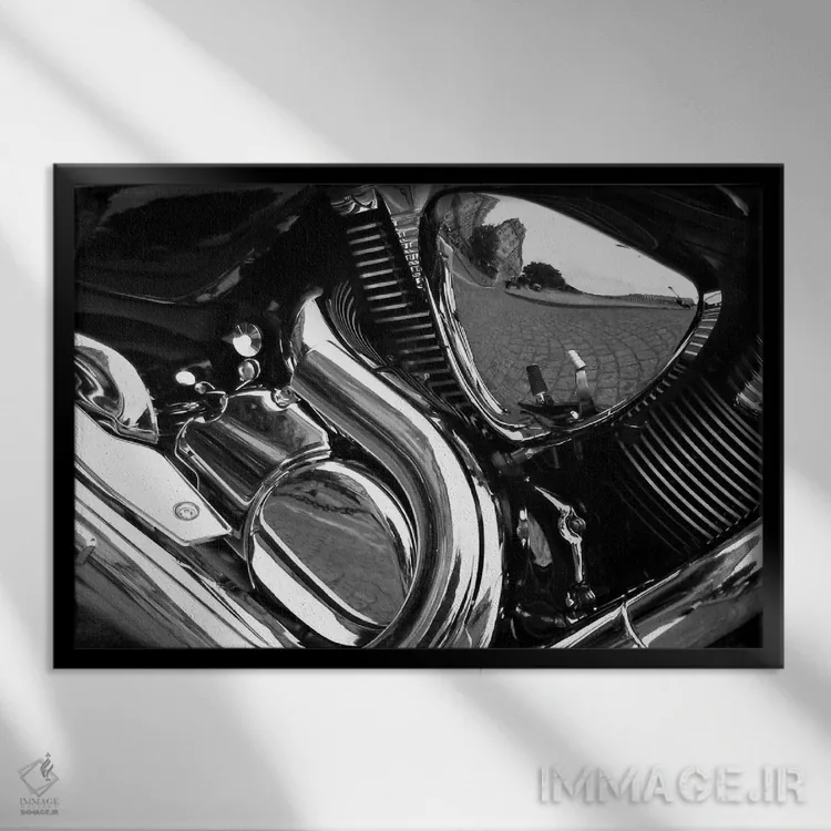 تابلو موتور موتورسیکلت (سیاه و سفید) II اثر هنرمند ناشناس - نمای قابدار مشکی