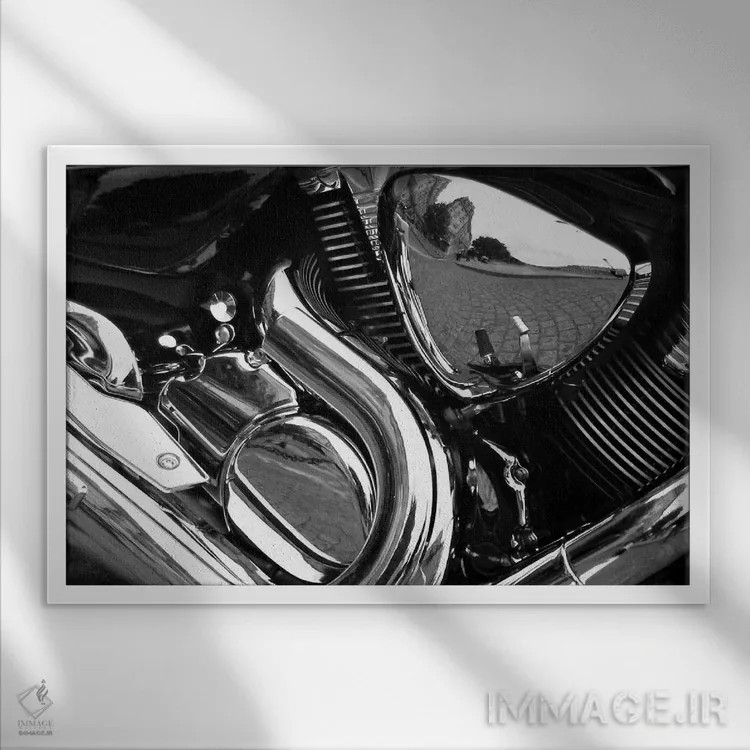 تابلو موتور موتورسیکلت (سیاه و سفید) II اثر هنرمند ناشناس - نمای قابدار سفید