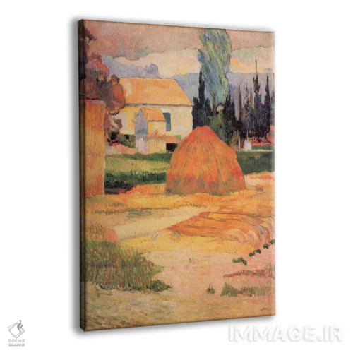 تابلو کومهٔ کاه در روستا اثر پل گوگن - نمای پرسپکتیو محصول