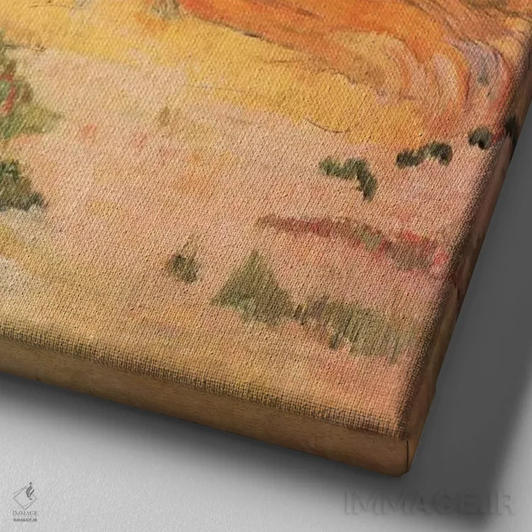 تابلو کومهٔ کاه در روستا اثر پل گوگن - نمای نزدیک بافت بوم