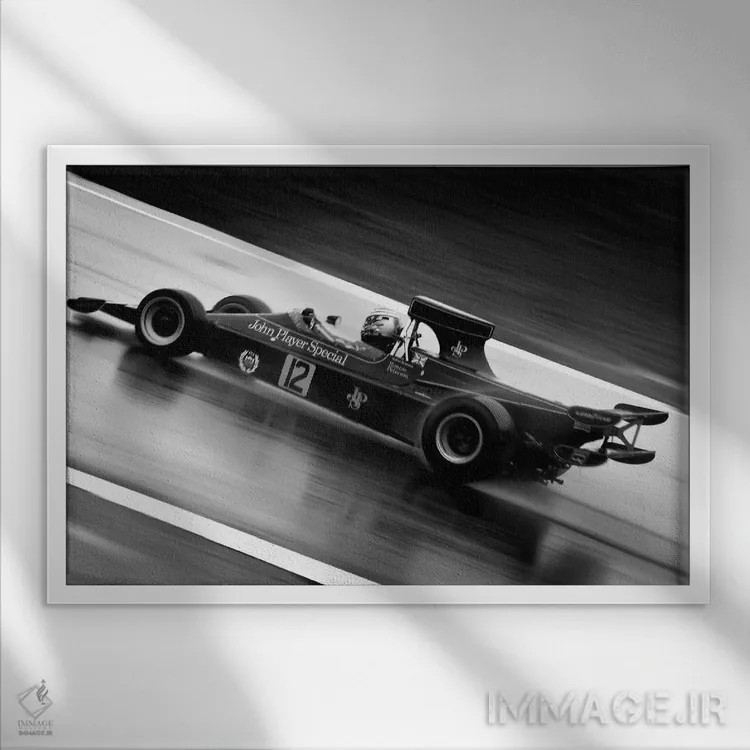 تابلو پیست خیس فرمول یک (سیاه و سفید) اثر هنرمند ناشناس - نمای قابدار سفید