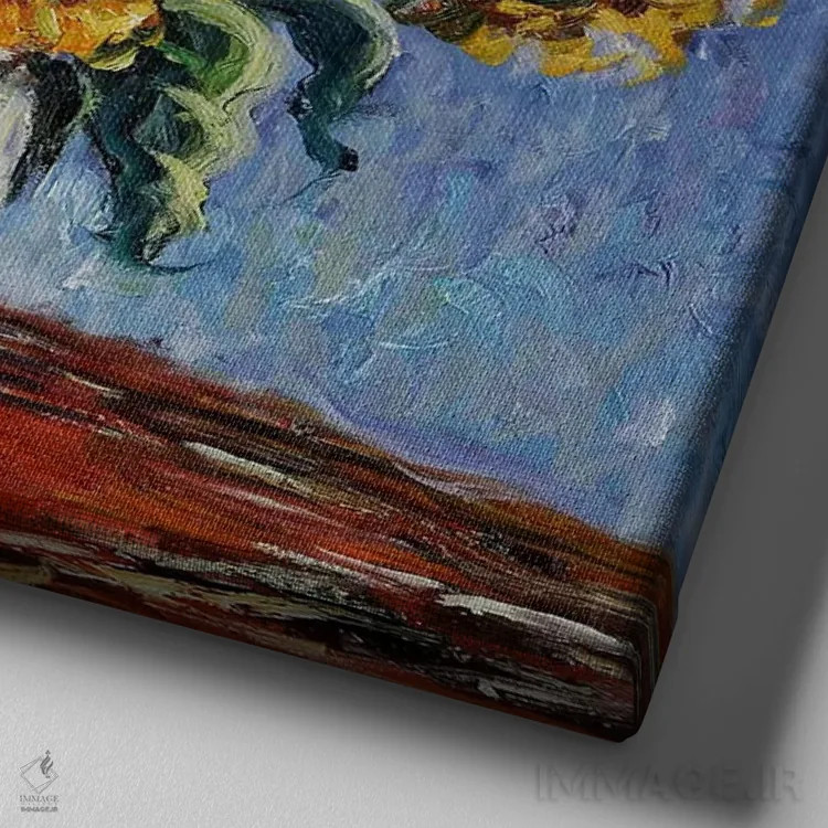 تابلو آفتابگردانها اثر کلود مونه (نقاش معروف فرانسوی) - نمای نزدیک بافت بوم