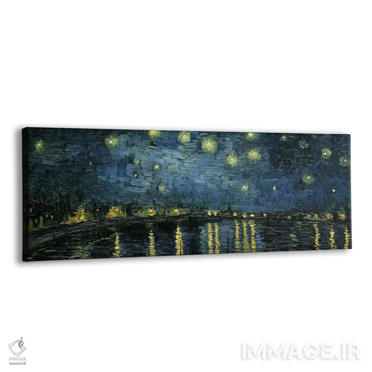 تابلو شب پرستاره بر فراز رود رون اثر ونسان ون گوگ (نقاش مشهور هلندی پستامپرسیونیسم) - نمای پرسپکتیو محصول