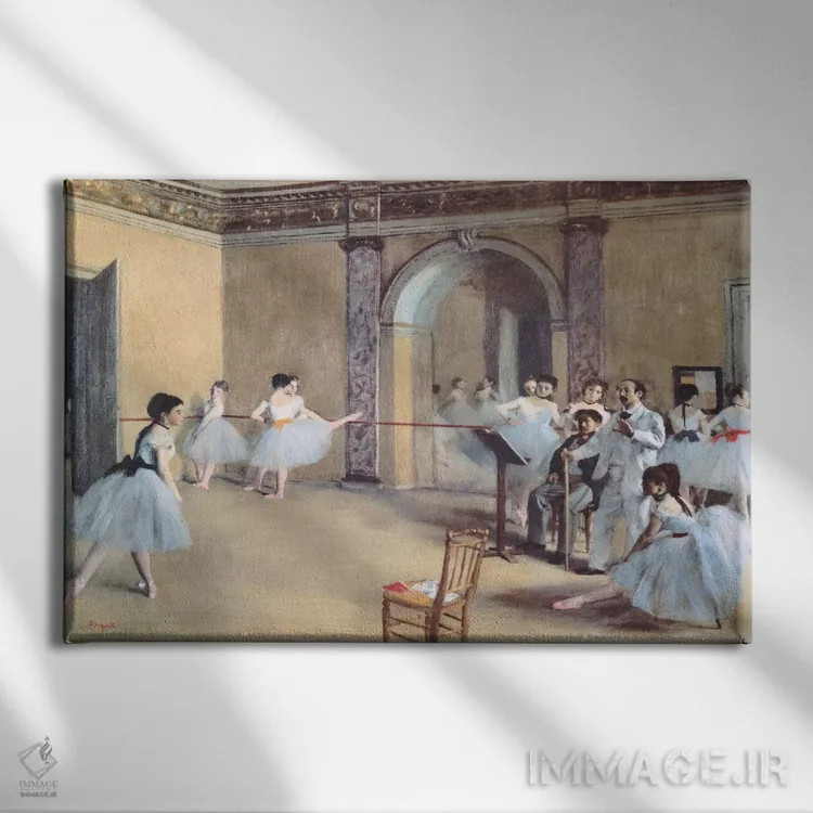 تابلو تالار رقص در اپرا اثر ادگار دگا (نقاش و مجسمهساز فرانسوی) - نمای روبهرو روی دیوار