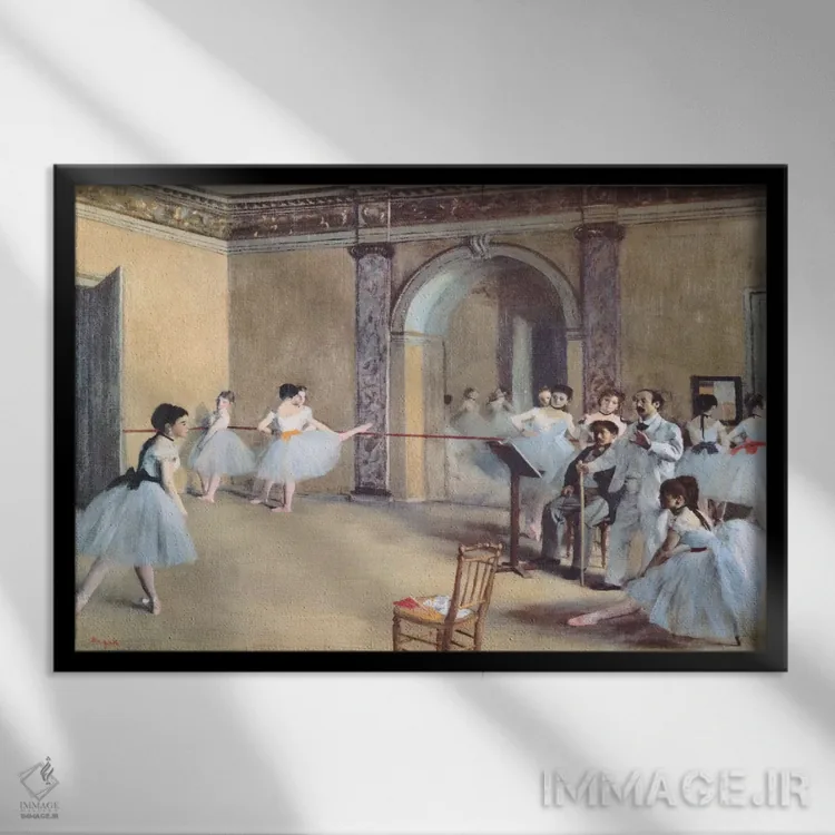 تابلو تالار رقص در اپرا اثر ادگار دگا (نقاش و مجسمهساز فرانسوی) - نمای قابدار مشکی