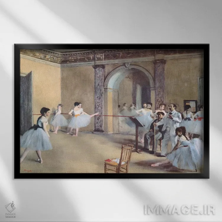 تابلو تالار رقص در اپرا اثر ادگار دگا (نقاش و مجسمهساز فرانسوی) - نمای قابدار مشکی